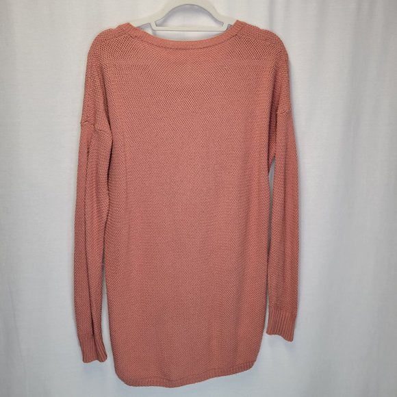 Madewell Women's Large Pullover Sweater Pink Knit Hi Lo Hem - Picture 2 of 5